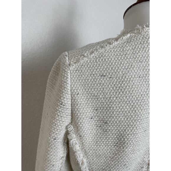 Rebecca Taylor Blazer Jacket Single Breast Open Front Fringe Tweed - Picture 10 of 14